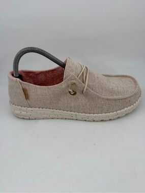 Hey Dude Women’s Wendy-SZ 9-Chambray White Slip-On Casual Comfort Shoes Sneakers